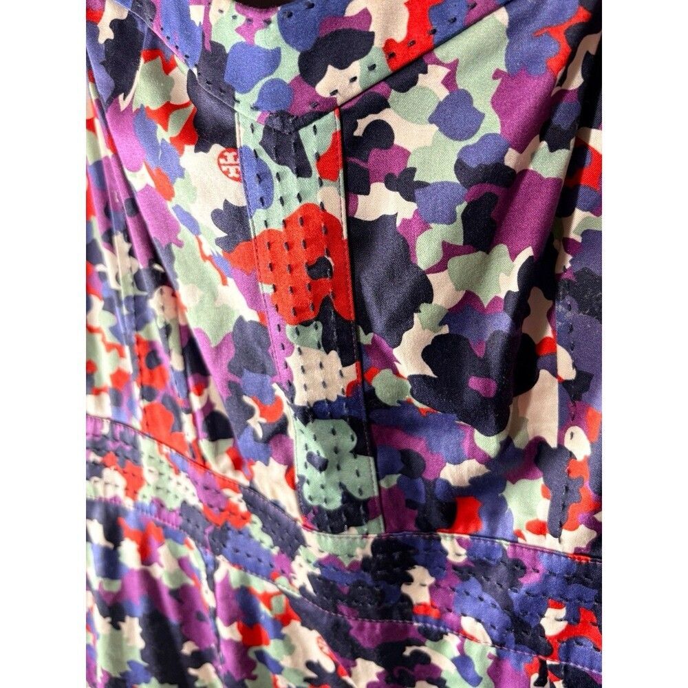 Tory Burch Berdine Floral Dress Size 8 Fit Flare Cotton Sweetheart - Picture 6 of 9